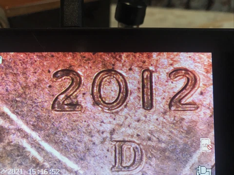 2012 D Penny  Obverse Doubling On The Date, Mint, The Letters Obverse & Reverse Cover