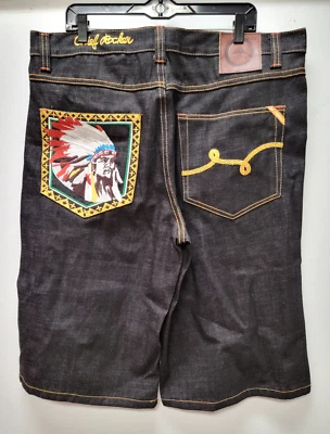 Vintage Y2K LRG Lifted Research Group 38 Baggy Embroidered Jeans Shorts Skater - Image 1 of 4