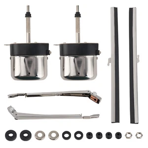 Motores limpiaparabrisas eléctricos de acero inoxidable de 12 voltios y kit de doble interruptor, universal - Imagen 1 de 12