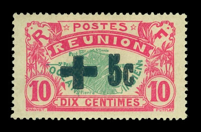 French Colonies - REUNION Is. 1915 Semi-Postal REDCROSS  10c+5c Scott B1 mint MH - Image 1 of 2
