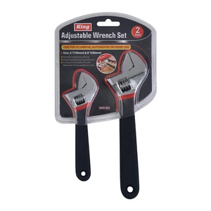 Nueva llave de cambio ajustable KING 2 piezas 6" y 8", acero con mango de cojín - Imagen 1 de 3