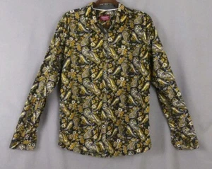 Consequence Black Brown Paisley Button Up Long Sleeve Shirt Men's Medium - Picture 1 of 9