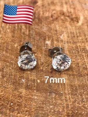 一双不锈钢低过敏性圆形耳钉 7 毫米 — 第 1/4 张图片