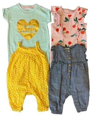 Cat & Jack Baby Pantsuits Girl 0/3 Months Rompers Clothes Lot Outfits Summer - Image 1 of 4