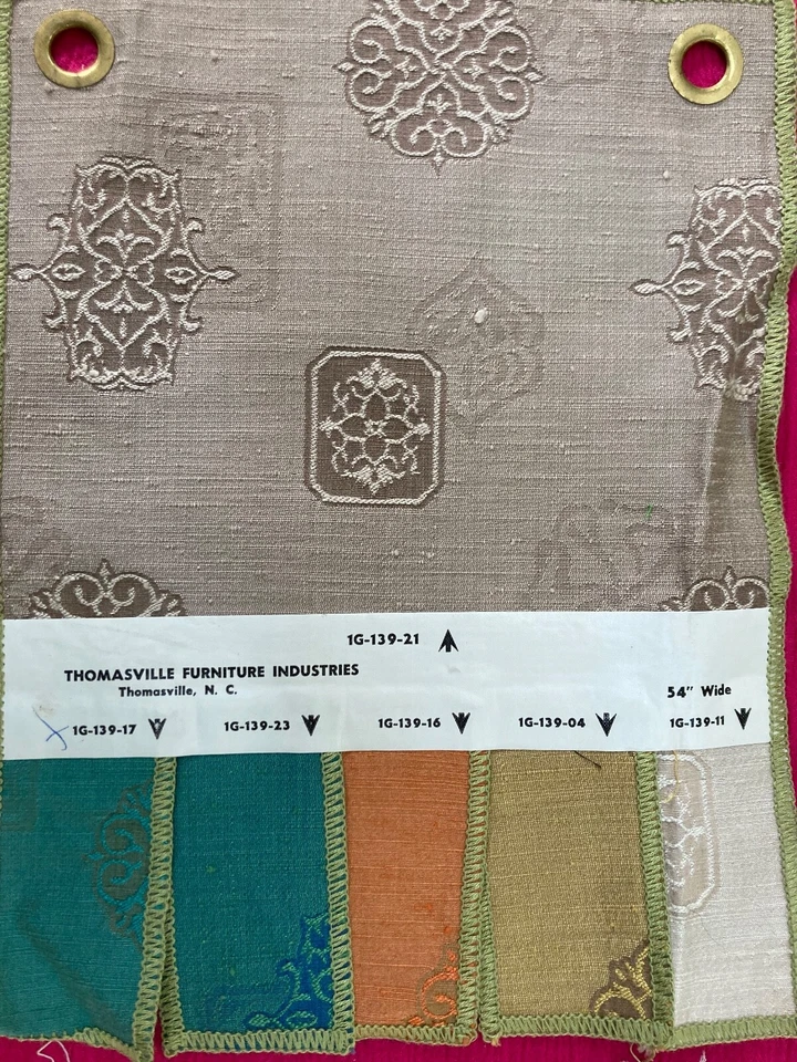 4  Upholstery Fabric Samples - Texture Stripes Brocade - Image 1 of 4