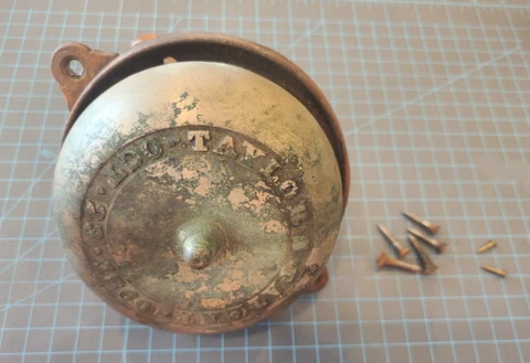 Ornate Taylor Mechanical Antique Brass & Cast Iron Door Bell Twist Lever - gw3 Cover