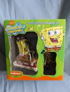 SPONGEBOB SQUAREPANTS 2PIECE HOLIDAY ORNAMENT SET CHRISTMAS VTG 2003 NICKELODEON - Picture 1 of 3
