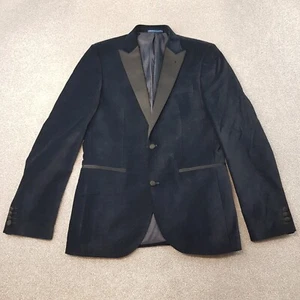 Next Mens Jacket 38L Blue Velvet Slim Tuxedo Smoking Blazer Satin Lapels Dinner - Picture 1 of 13