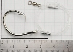 1 Circle Hook Rig Mustad Offset 16/0 Halibut Tiburón Grouper Cebo Plataforma - Imagen 1 de 4