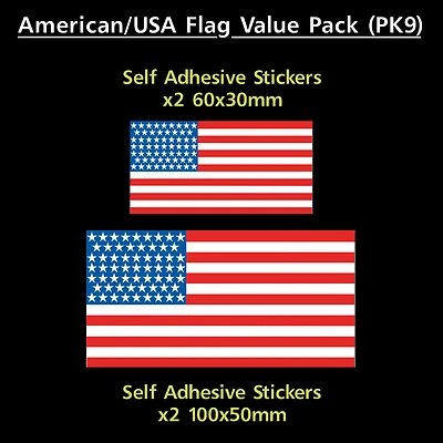 HEALTH&SAFETYDIRECT USA / America Flag Sticker Decals - Value Pack! - Van, Car, Truck, Motorhome