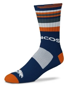 NFL RAVE STRIPE CREW SOCK - "PICK YOUR TEAM" - BY BARE FEET - 5 TEAMS - Picture 1 of 10