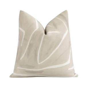 Lee Jofa Kelly Wearstler Graffito Cream Beige on both side's 20x20 Pillow Cover - Picture 1 of 4