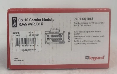 On-Q Legrand/Pass & Seymour C01045 8x10 Combo Module RJ45 w/RJ31X NEW NIB - Image 1 of 4