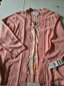 NWT - Alfred Dunner Blush Color 3/4 Sleeve Light Sweater Over Inserted Tank - XL - Picture 1 of 3