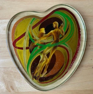EDUARDO CASTRILLO Art Glass Heart of Man and Woman Dancing - Signed 2005 - Picture 1 of 3