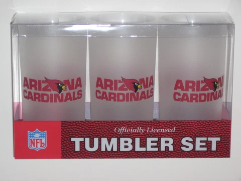 Arizona Cardinals 19 oz Team Logo Acrylic Frosted Tumbler Cups Set of 3 FREE S&H Cover
