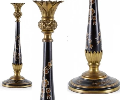 VINTAGE French Candlestick Victorian Metalwork Silver inlay Pineapple Motif MINT - Image 1 of 4