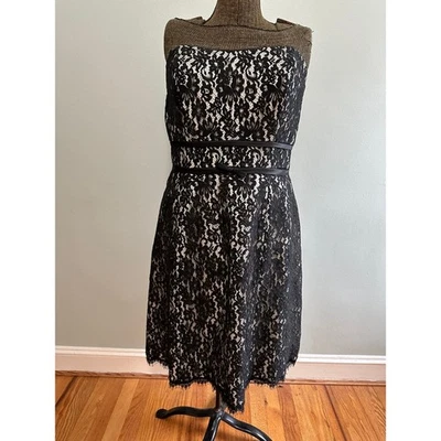 Vestido ABS Evening by Allen Schwartz negro encaje sin tirantes talla 12 Foto 1 de 4