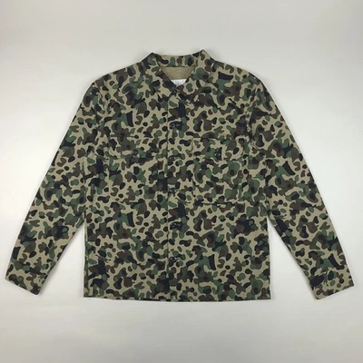 Sandro Shirt Mens Large Camouflage Green Button Up Long Sleeve Slim Fit Shacket - Image 1 of 4