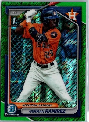 2024 BOWMAN CHROME GERMAN RAMIREZ HOUSTON ASTROS GREEN SHIMMER REF /99 - Image 1 of 2