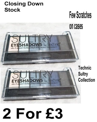 technic 6 pce eyeshadow pallet cases scratched sultry dark blues - Image 1 of 4