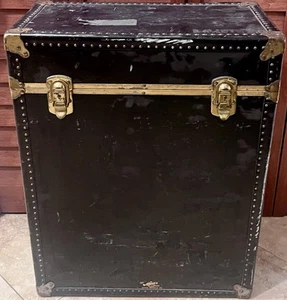 Vintage Non-Breakable Trunk Co New York Steamer Stagecoach Flat Top - Picture 1 of 24