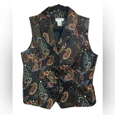 Colete Orvis Vintage Feminino Botão para Cima Multicolorido Paisley Boho Classic. Tamanho pequeno - Imagem 1 de 4