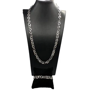 PARURE COLLANA E BRACCIALE MAGLIA IN ARGENTO 800 VINTAGE ANNI '80 MADE IN ITALY - Imagen 1 de 8
