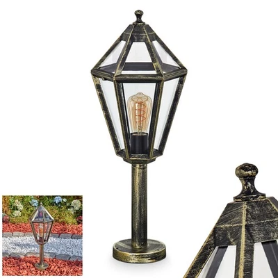 HOFSTEIN Mondavio Sockellampe Sockelleuchte Metall/Glas Schwarz/Goldfarben/Klar - Bild 1 von 4