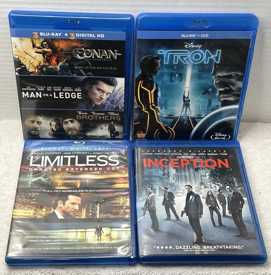 Action Movie Lot/4 Blu-Rays 6/Titles/READ Inception/Limitless/Tron/Conan/More - Image 1 of 4
