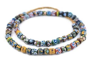 Mixed Krobo Powder Glass Beads Round 12mm Ghana African Multicolor Large Hole - Picture 1 of 4