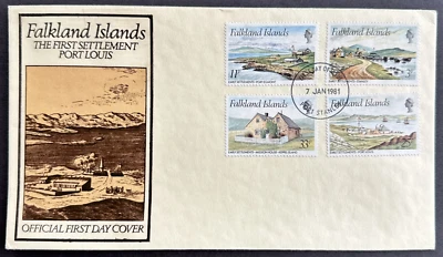 Falkland Islands 1981 FDC 1st Settlement Cachet w/ 4 Stamps Scott # 310 - 313 - Image 1 of 2