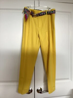 Ralph Lauren Colección Púrpura Etiqueta Amarillo Vestido Pantalones Mujer Talla 10 Bufanda Cinturón Foto 1 de 4