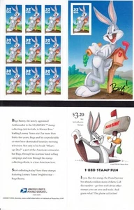 Bugs Bunny booklet sheet of 10 MINT NH 32 cent self adhesive stamp 1997 WB 3137 - Picture 1 of 1