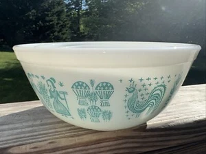 1950s Pyrex Amish Rooster Butterprint Turquoise Mixing Bowls 401-402-403 - Picture 1 of 19