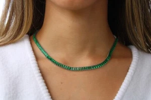 38 Ct Lab Created Emerald Cut Women's Luxury Tennis Necklace 18" In 925 Silver - Picture 1 of 5