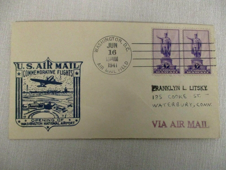 1941 US AIR MAIL COMMEMORATIVE FLIGHTS OPENING OF WASHINGTON NATL AIRPORT COVER - Image 1 of 1