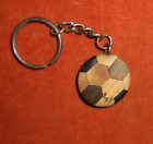 Porte-clés Key ring Joli ballon de football Marqueterie de Bois 30 mm diamètre
