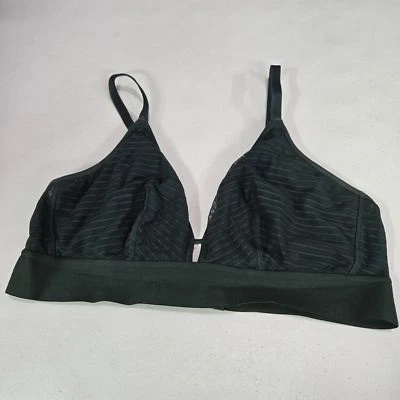 Lively Women Bra 2 Dark Green Striped Bralette Wireless Unlined Bralette - Image 1 of 4