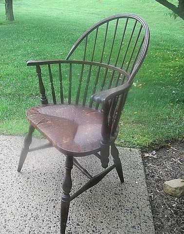 Antique Original High Bow Sack Back Country Windsor Dining Paw Arm Chair #2 Cover