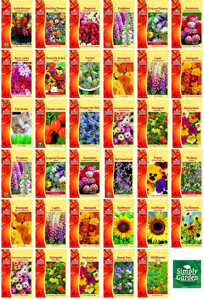 Simply Garden Flower Seeds Grow Your Own Colourful Flowers 55+ Varieties - Image 1 of 1