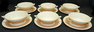 Juego de 6 tazones de sopa crema Lenox EE. UU. clásico de coral con placas inferiores - Imagen 1 de 6