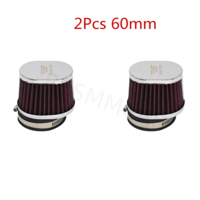 2pcs 60mm Air Filter Intake Cleaner Pod Kit For Motorcycle Scooter ATV Washable - Image 1 of 4