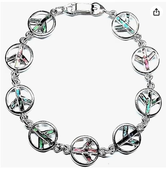 Pulsera concha de abulón signo de la paz Foto 1 de 1