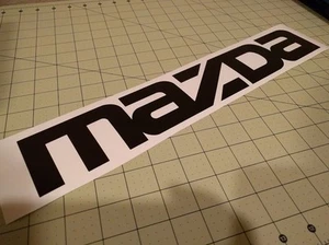 2 pack - Mazzda logo Gloss Black vinyl Decal Sticker 30" length x 5" tall - Foto 1 di 2