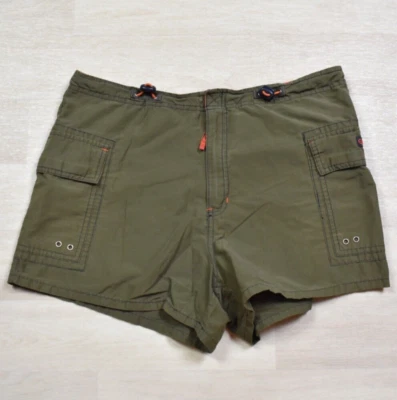 Y2K Route 66 Cargo Utility Shorts Green Orange Subversive Gorpcore 12 VTG 2000s - Image 1 of 4