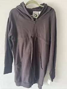 Norma Kamali Chocolate Hooded Mid Length Jacket Women’s Sz L Drawstring New - Picture 1 of 9