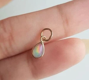 Natural Fire Ethiopian Opal 925 Sterling Silver Pear shape Charm ,Gift For Her - Picture 1 of 4