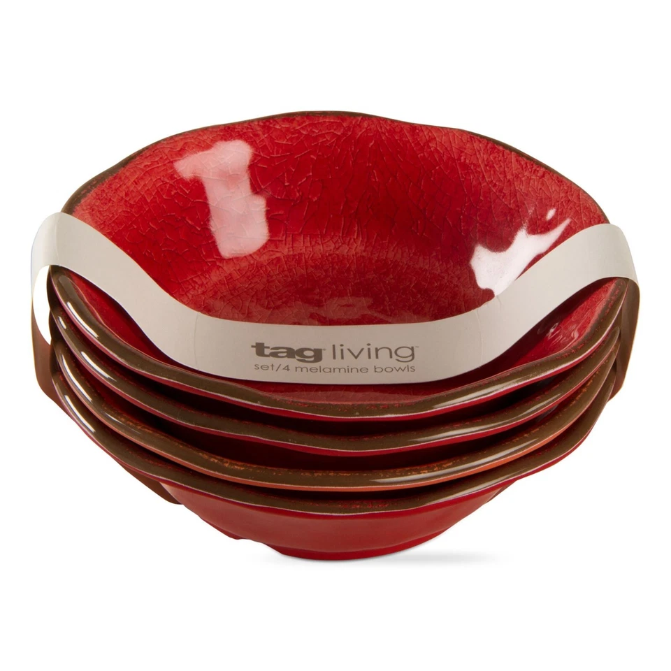 TAG Veranda Melamine Bowls, Red - Set of 4 (206409) - Image 1 of 4