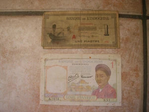 INDOCHINE LOT DE 2 BILLETS DE 1 PIASTRE (C633) - Foto 1 di 2